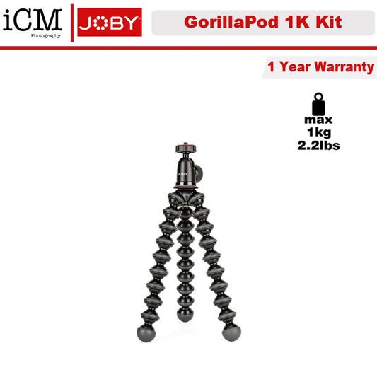 Joby GorillaPod 1K Kit Compact Tripod Plus Ball Head for Advanced Compact and Mirrorless Cameras.