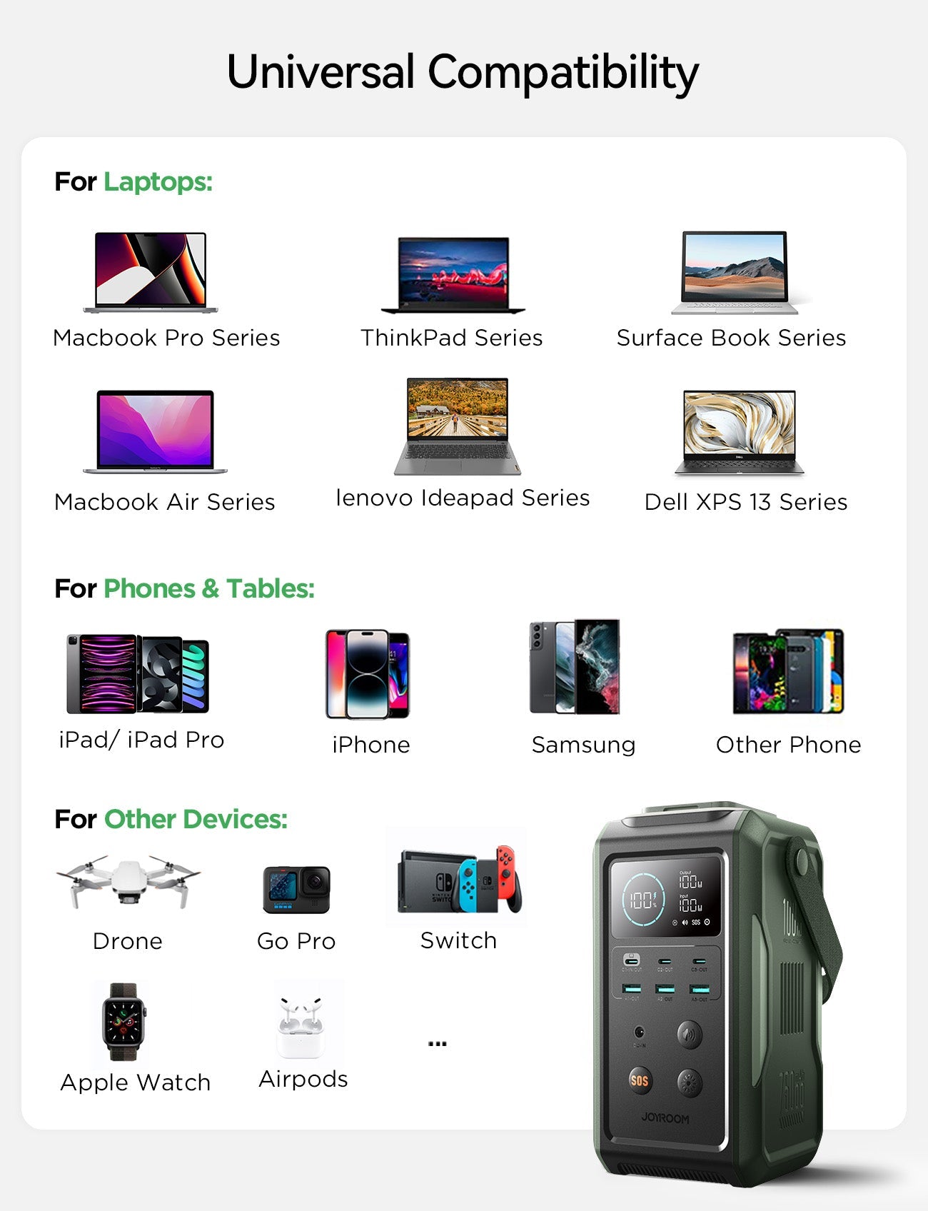 JOYROOM 100W Power Bank 75000mAh outdoor generator With Retractable Light