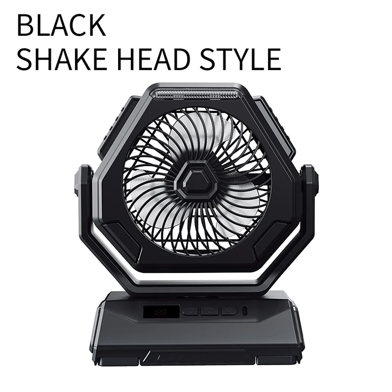 USB Portable Camping Oscillating Fan Outdoor LED Rechargeable Fan