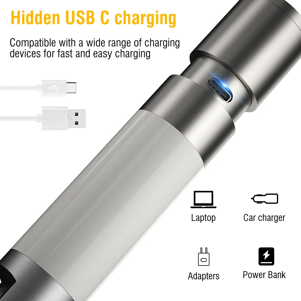 H20 LED Torchlight 1000LM Waterproof IPX4 Type C USB Rechargeable