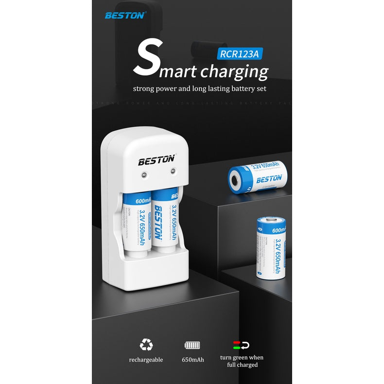 Beston Rechargable CR123 CR 123A Battery Charger Set