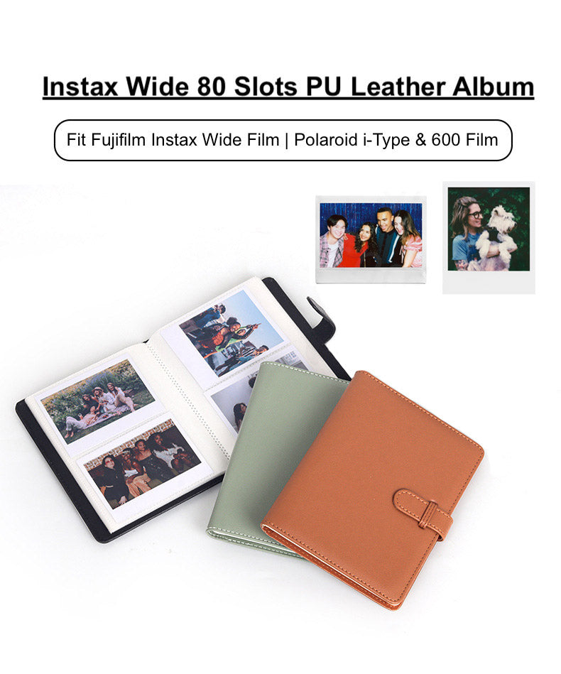 80 Pockets Instax Wide Film Photo PU Leather Album for Fujifilm Instax Wide Films