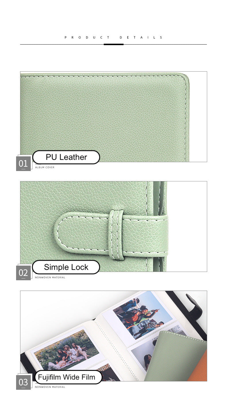 80 Pockets Instax Wide Film Photo PU Leather Album for Fujifilm Instax Wide Films
