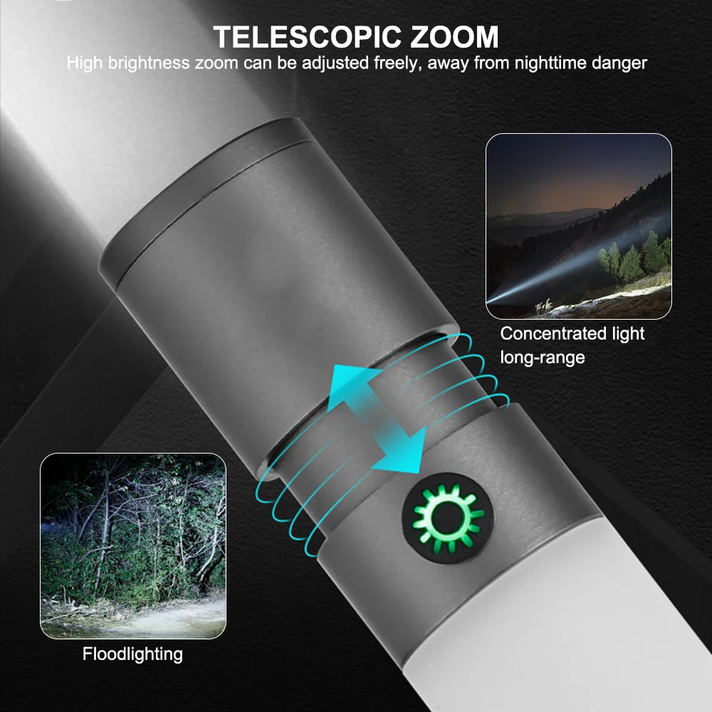 H20 LED Torchlight 1000LM Waterproof IPX4 Type C USB Rechargeable