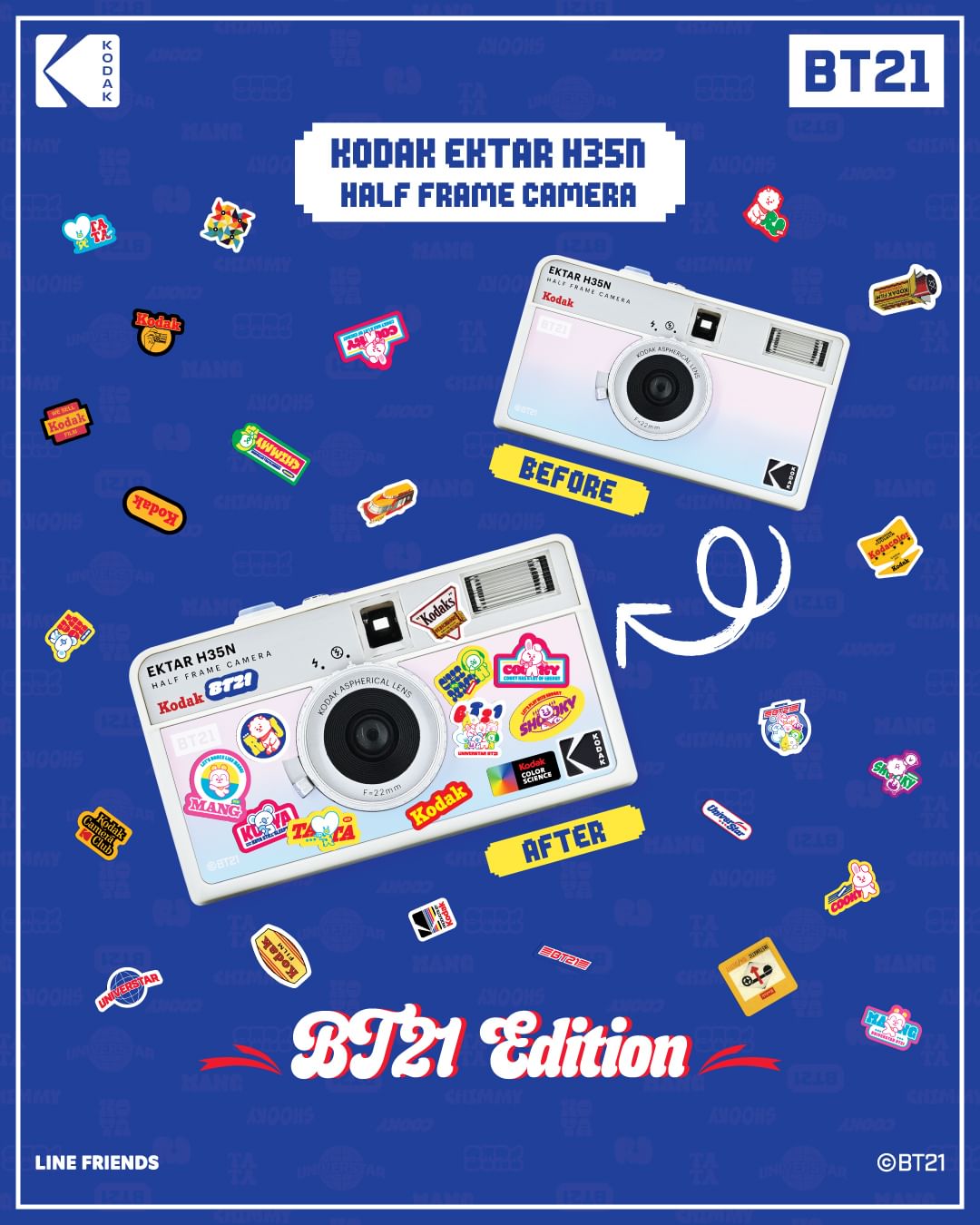 RETO KODAK EKTAR H35N Half Frame 35mm Film Camera BT21 EDITION