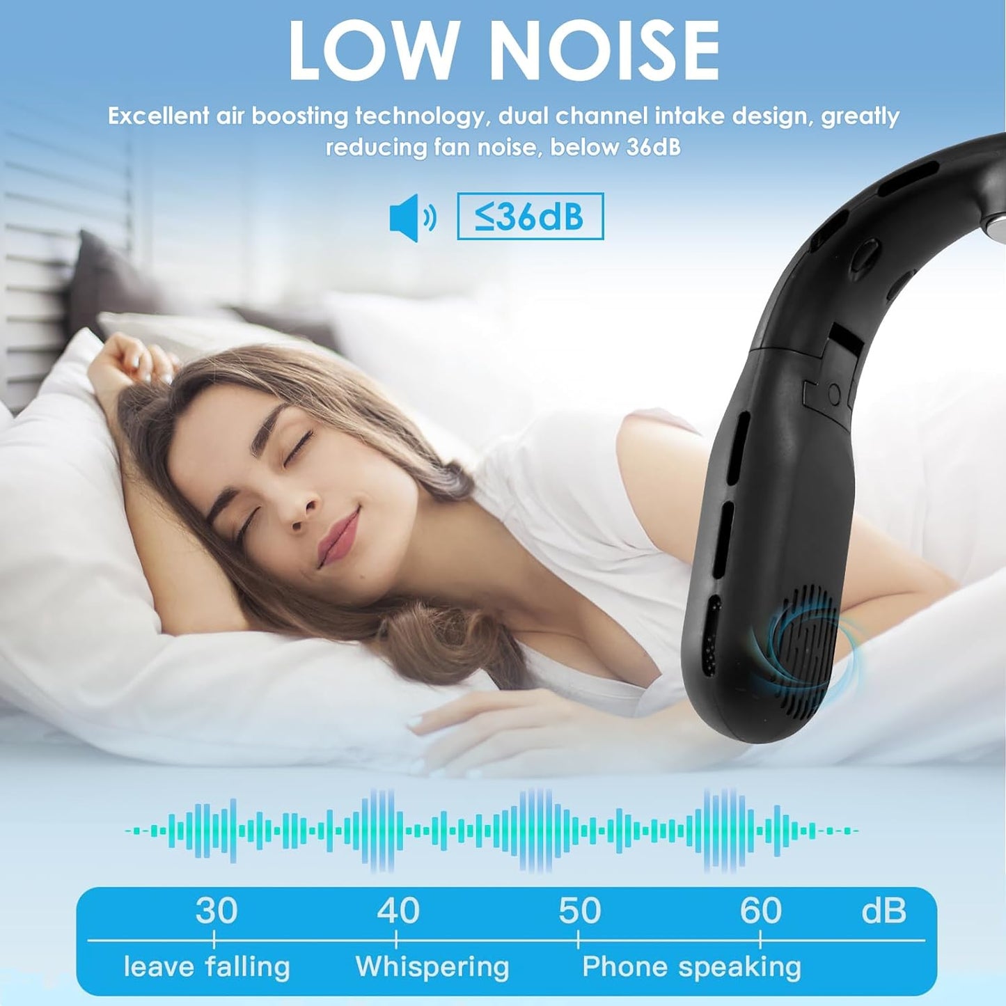 Portable USB Neck Fan Foldable Rechargeable Fan 3000mAh