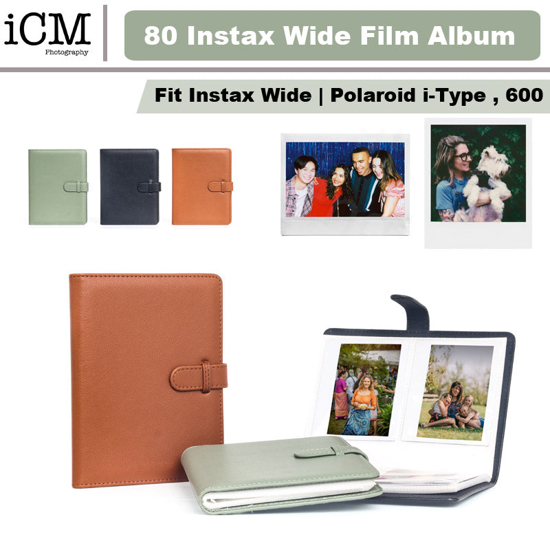 80 Pockets Instax Wide Film Photo PU Leather Album for Fujifilm Instax Wide Films