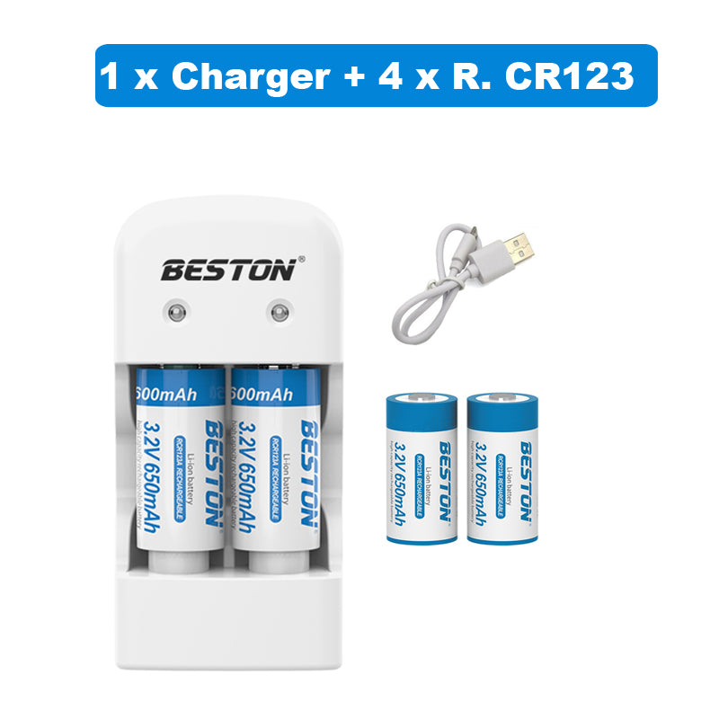 Beston Rechargable CR123 CR 123A Battery Charger Set