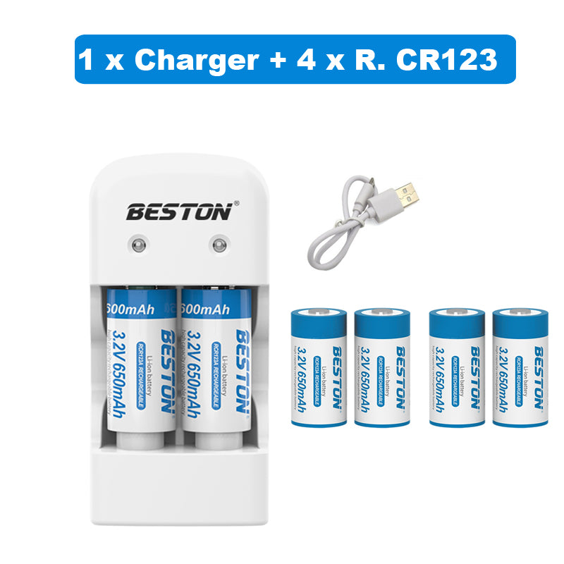 Beston Rechargable CR123 CR 123A Battery Charger Set