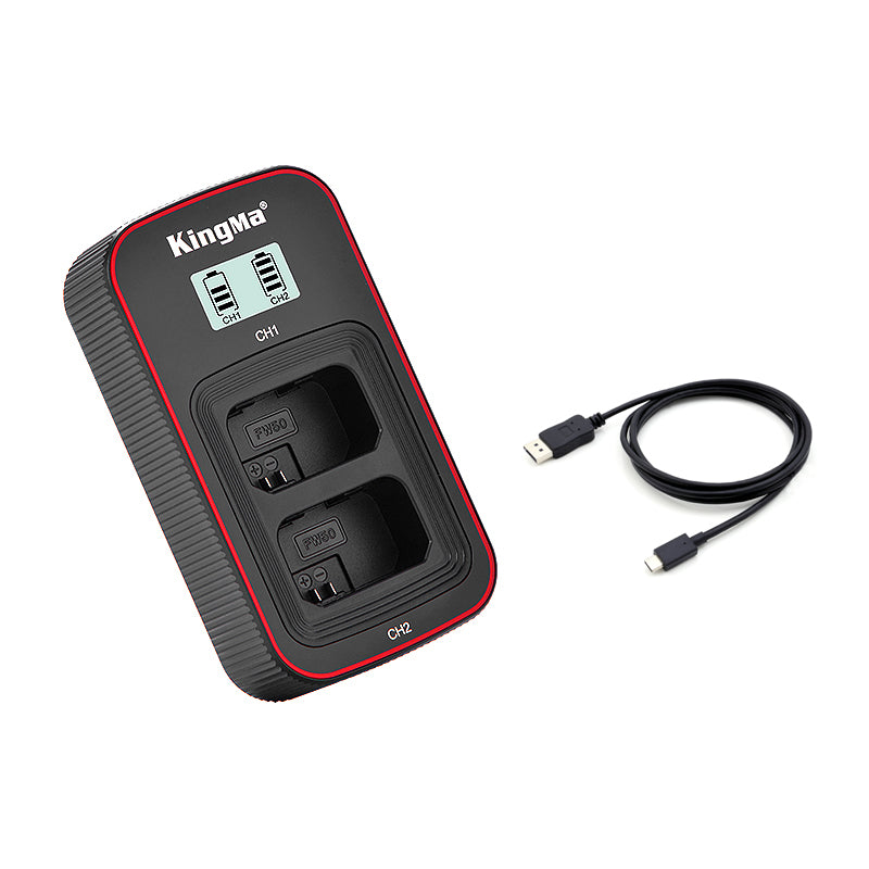 KingMa Sony NP FW50 Rechargeable Battery LCD Dual Charger