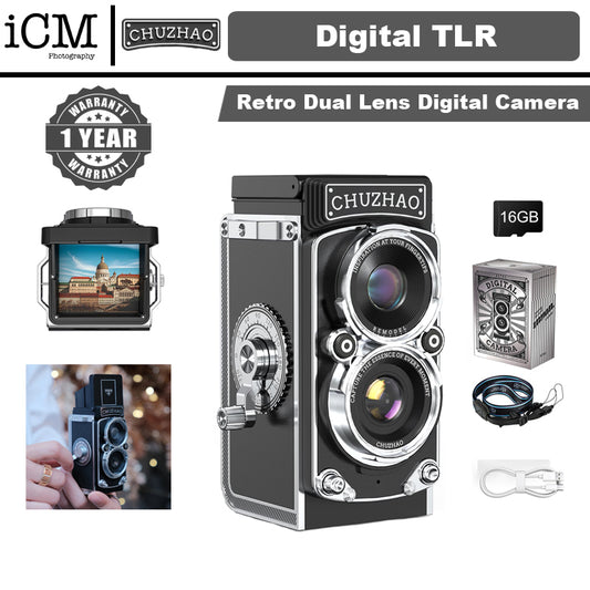 CHUZHAO Mini Retro Digital Camera Vintage TLR CCD Camera