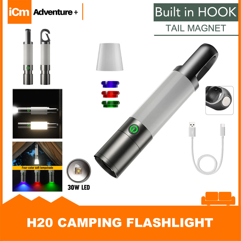 H20 LED Torchlight 1000LM Waterproof IPX4 Type C USB Rechargeable