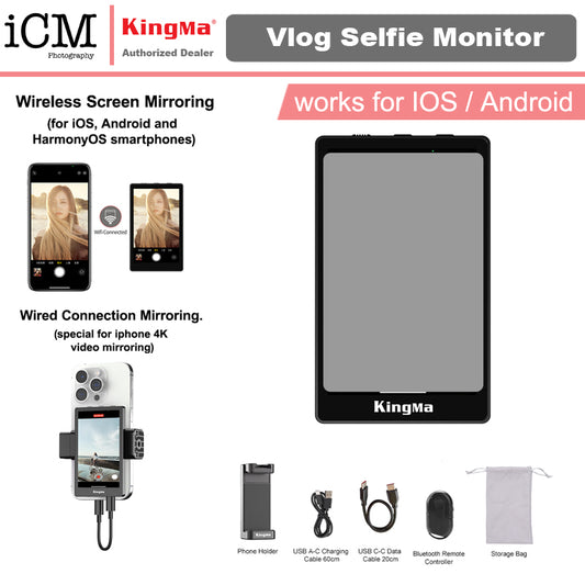 KingMa Selfie Wireless Monitor Screen Magnetic Vlogging PH01-Max Mount Kit for Mobile Phone