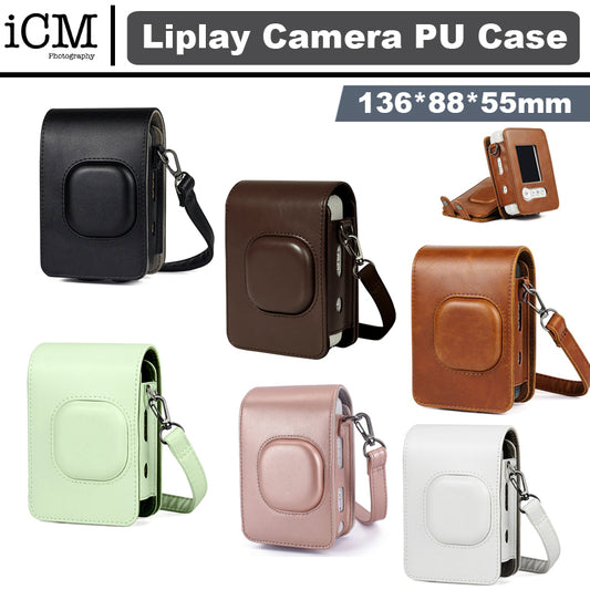 Fujifilm Instax Mini Liplay Printer PU Leather Sling Camera Bag Case with Strap