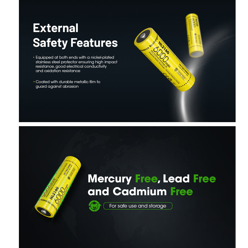 Nitecore NL2160 21700 Li-ion Battery 6000mAh