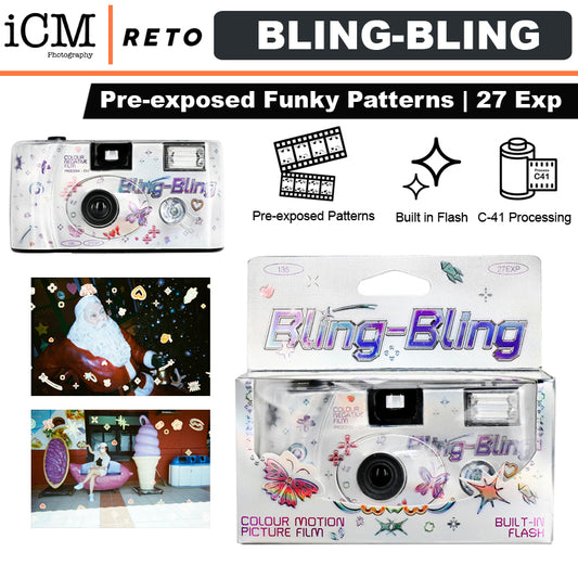 Retocolor BLING-BLING 400 35mm Disposable Film Camera 27EXP ISO400 Pre exposed funky pattern