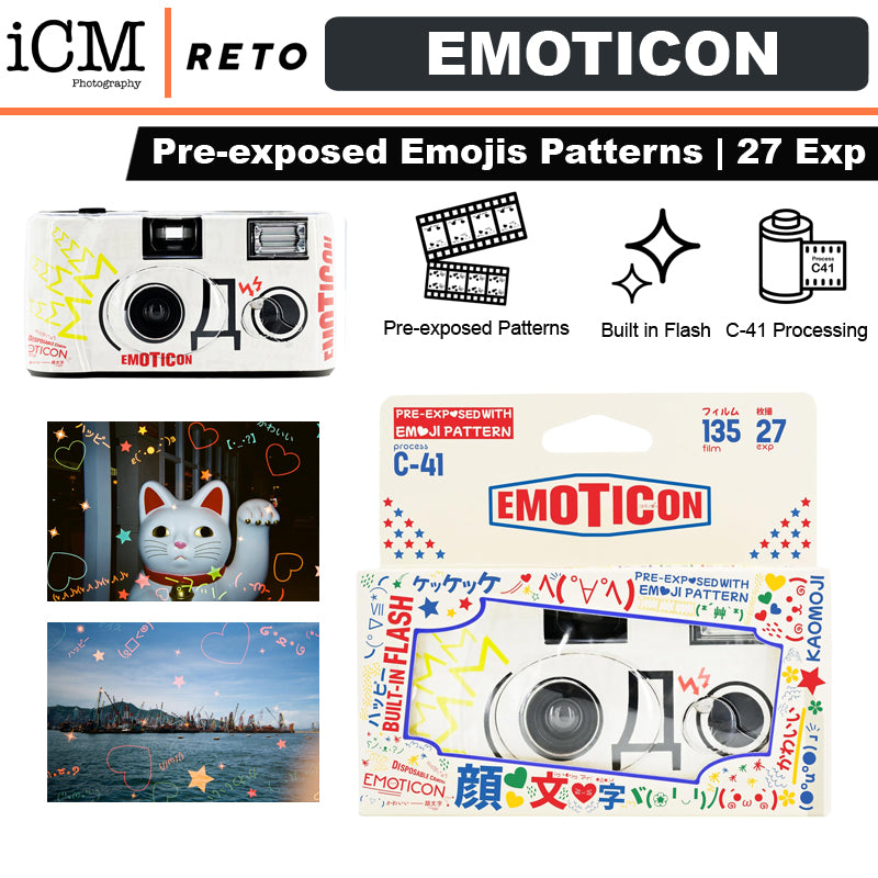Retocolor EMOTICON 400 35mm Disposable Film Camera 27EX ISO400 Pre