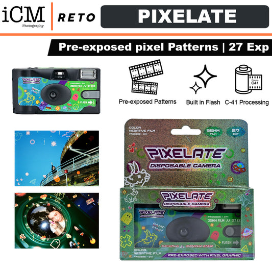 Retocolor Pixelate 400 35mm Disposable Film Camera 27EXP ISO400 Pre exposed Pixel pattern