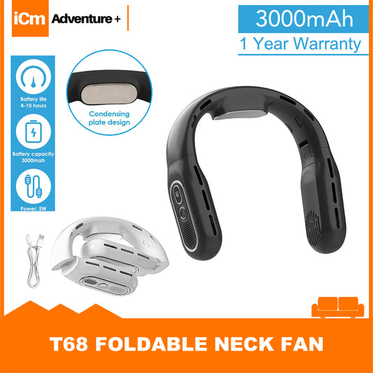 Portable USB Neck Fan Foldable Rechargeable Fan 3000mAh