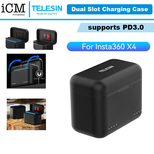 TELESIN Insta360 X4 Battery charging box dual slot