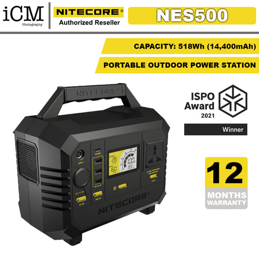 Nitecore NES500 Portable Outdoor Power Station - 518Wh (144,000mAh) - 1 Year Warranty