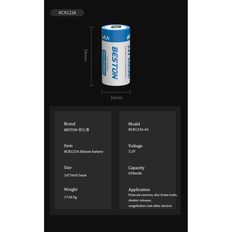 Beston Rechargable CR123 CR 123A Battery Charger Set