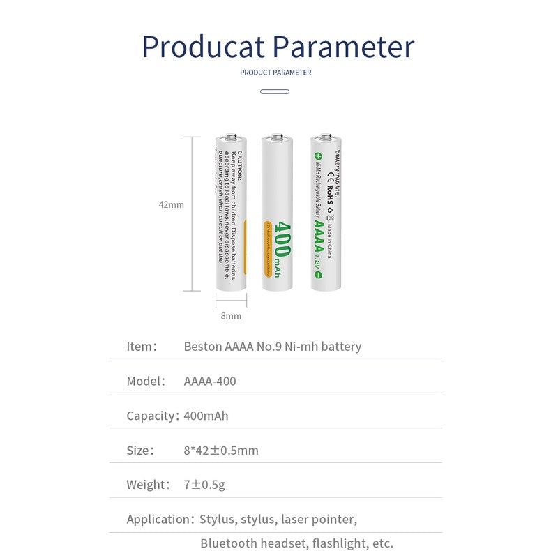 Beston E96 AAAA Rechargeable Battery LR61 With USB Charger