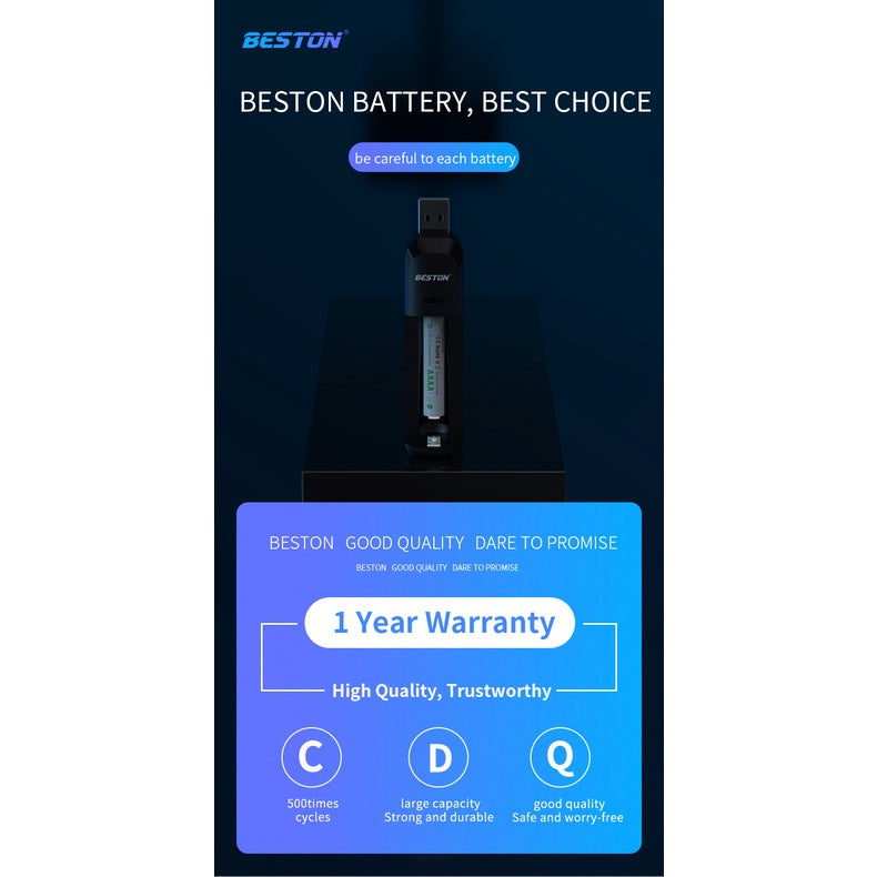 Beston E96 AAAA Rechargeable Battery LR61 With USB Charger