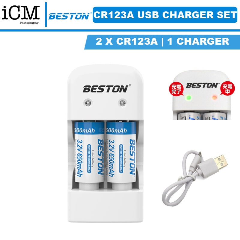 Beston Rechargable CR123 CR 123A Battery Charger Set