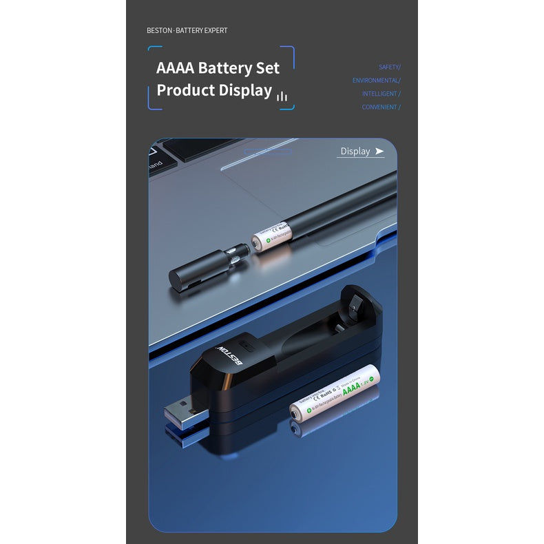 Beston E96 AAAA Rechargeable Battery LR61 With USB Charger