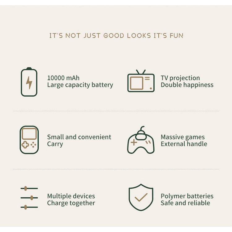 10000mAh Power bank with Retro Game Console 2.8 Inch Dual USB Output Mini Handheld Game Console