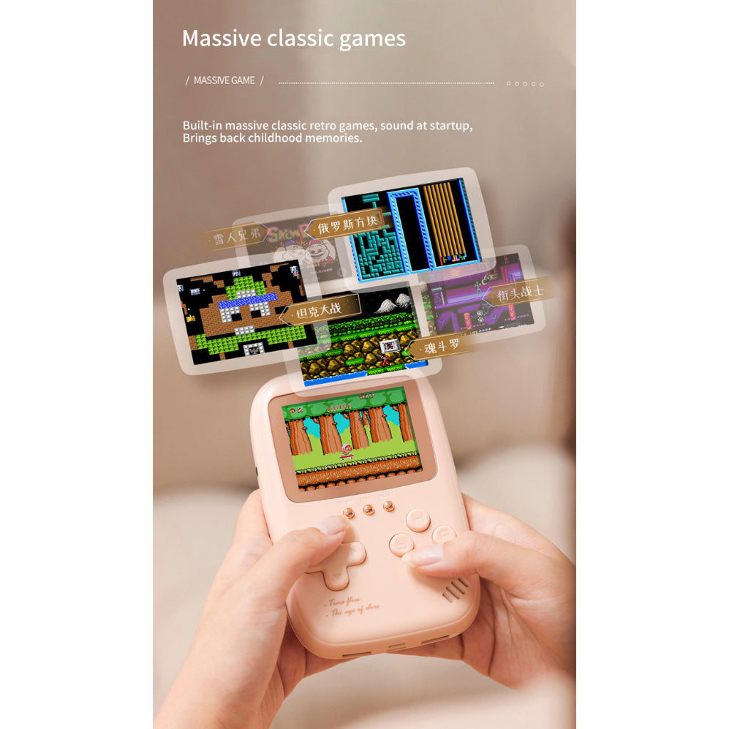 10000mAh Power bank with Retro Game Console 2.8 Inch Dual USB Output Mini Handheld Game Console