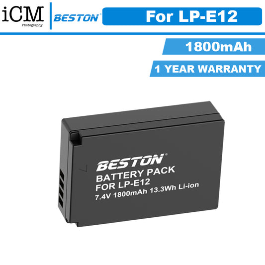 Beston Canon LP-E12 LP E12 replacement battery - 1 Year Warranty