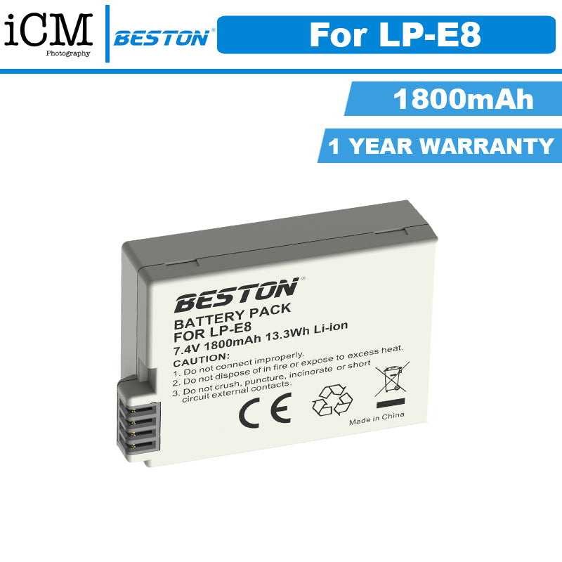 Beston Canon LP-E8 replacement battery - 1 Year Warranty