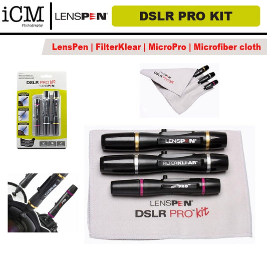 LENSPEN DSLR Camera 3-in-1 Pro Cleaning Kit LensPen FilterKlear MicroPro Microfiber cloth