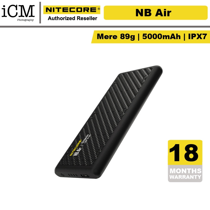 Nitecore NB Air Ultra Lightweight and Slim USB-C 5000mAh Power Bank 2.4A 18W