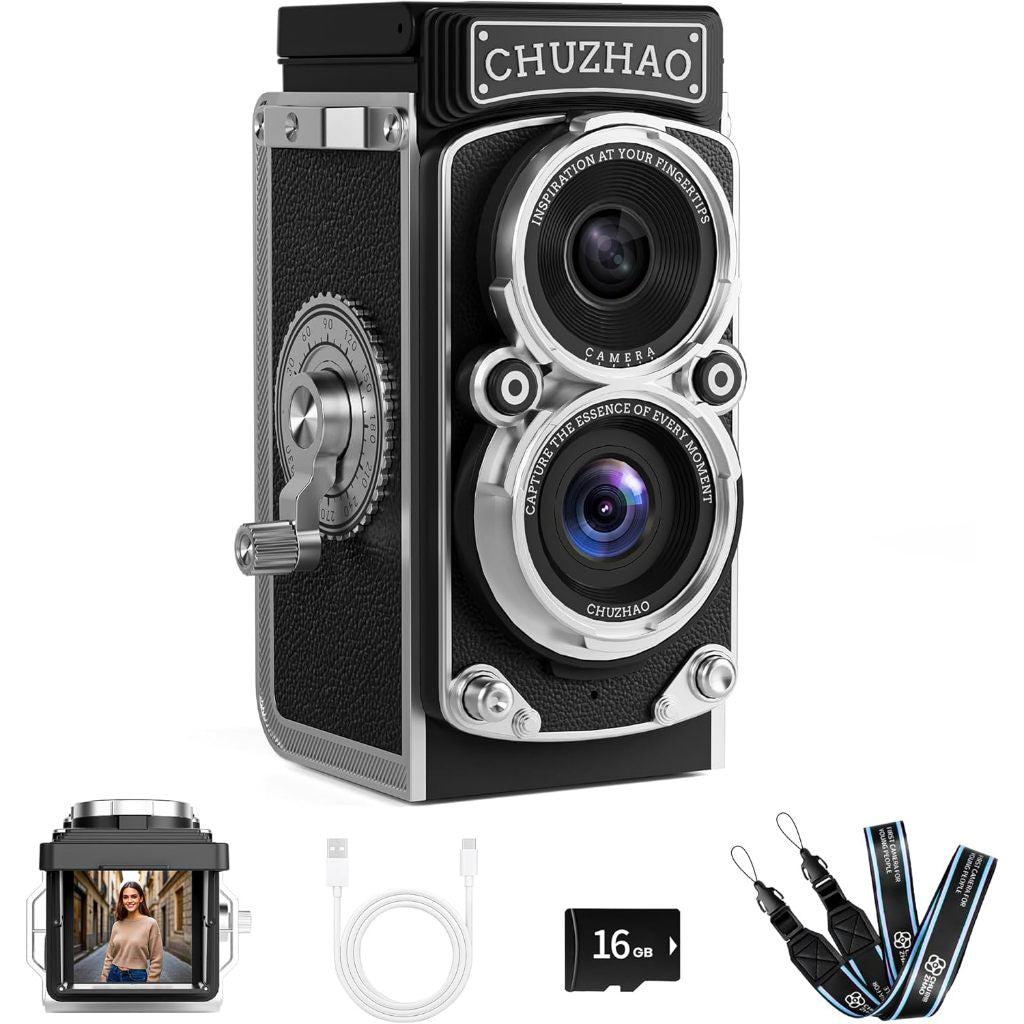 CHUZHAO Mini Retro Digital Camera Vintage TLR CCD Camera