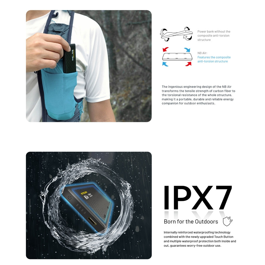 Nitecore NB Air Ultra Lightweight and Slim USB-C 5000mAh Power Bank 2.4A 18W