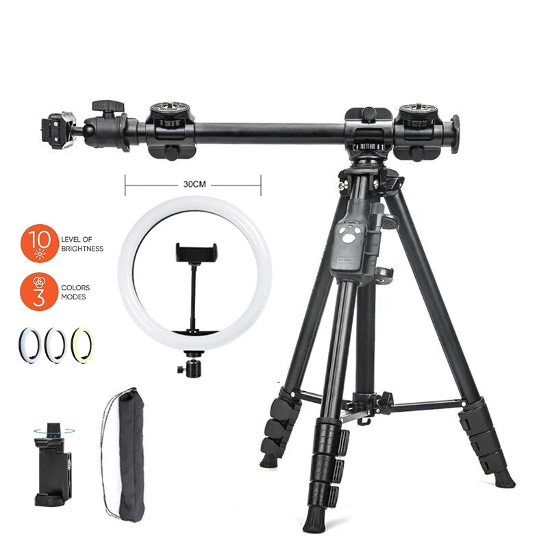 YUNTENG VCT-6109 Professional Live Streaming overhead shot photography Tripod with Extension Rod