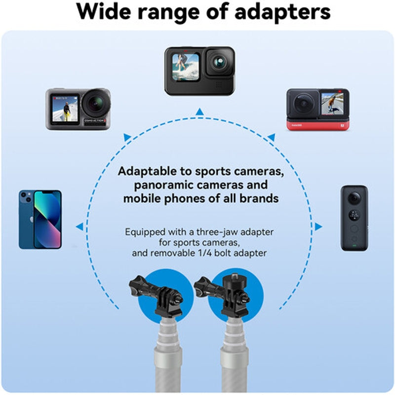 TELESIN G3 300cm 3m Invisible Selfie Stick Pole Carbon Fiber Lightweight Extension Monopod