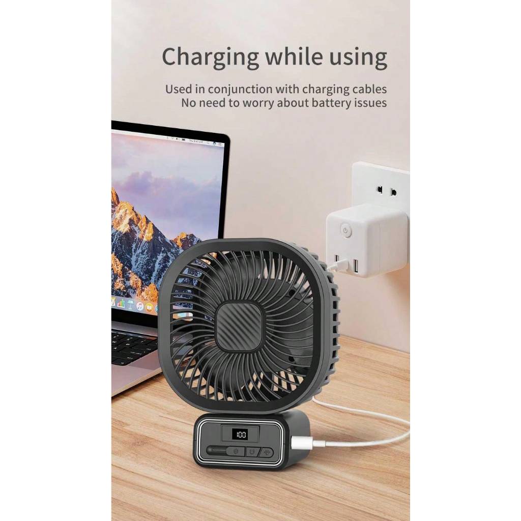 USB Rechargeable Oscillating LED Fan With Detachable Octopus Tripod stroller Fan 5000mAh