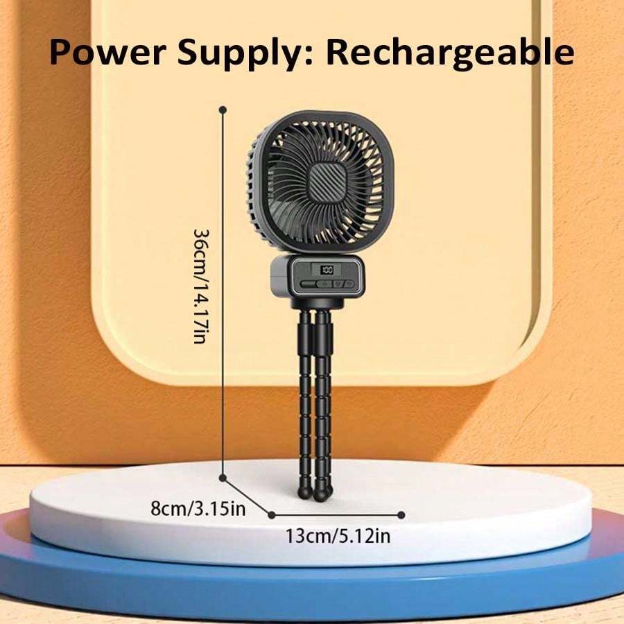 USB Rechargeable Oscillating LED Fan With Detachable Octopus Tripod stroller Fan 5000mAh