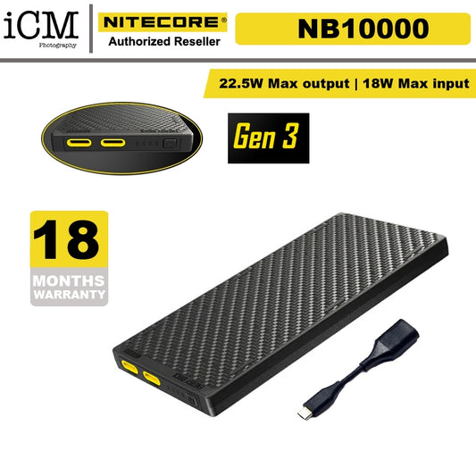 Nitecore NB10000 Gen 3 Ultra-Slim USB-C Power Bank - 18 Months Warranty