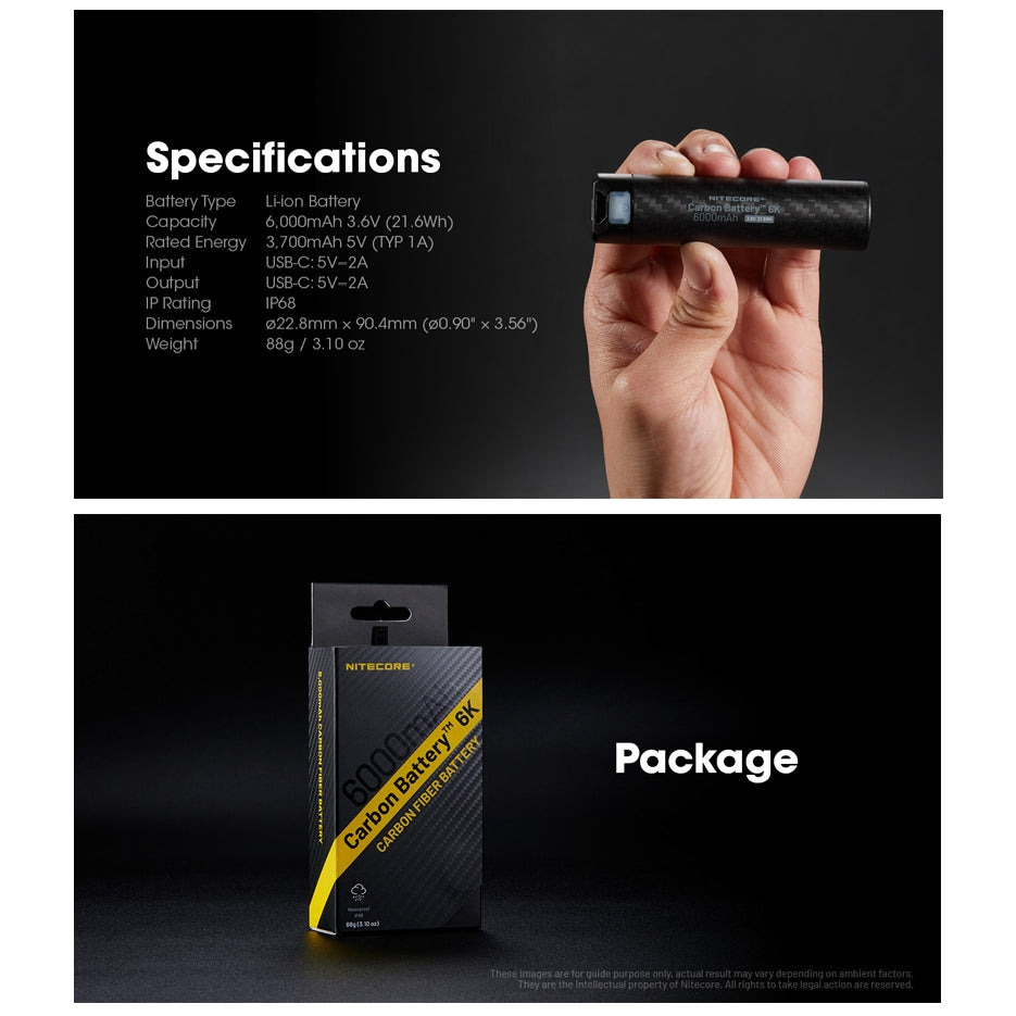 Nitecore Carbon Battery 6K USB-C 6000mAh Power Bank