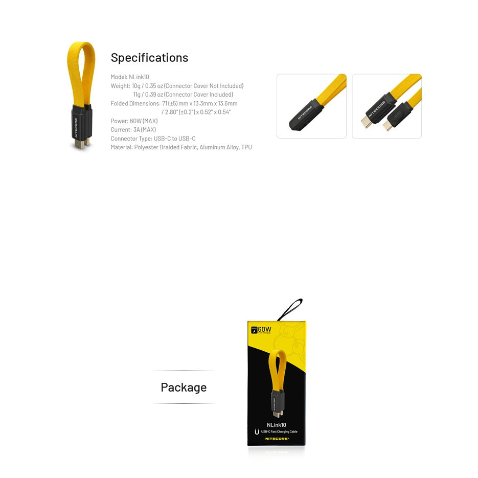 NITECORE NLINK10 USB-C Magnetic Fast Charging Cable (USB-C TO USB-C)