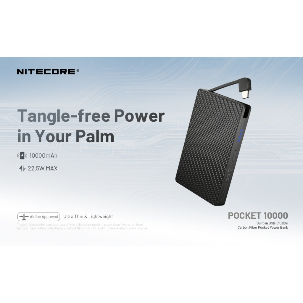 Nitecore Pocket 10000 USB-C Power Bank with Built-In Cable