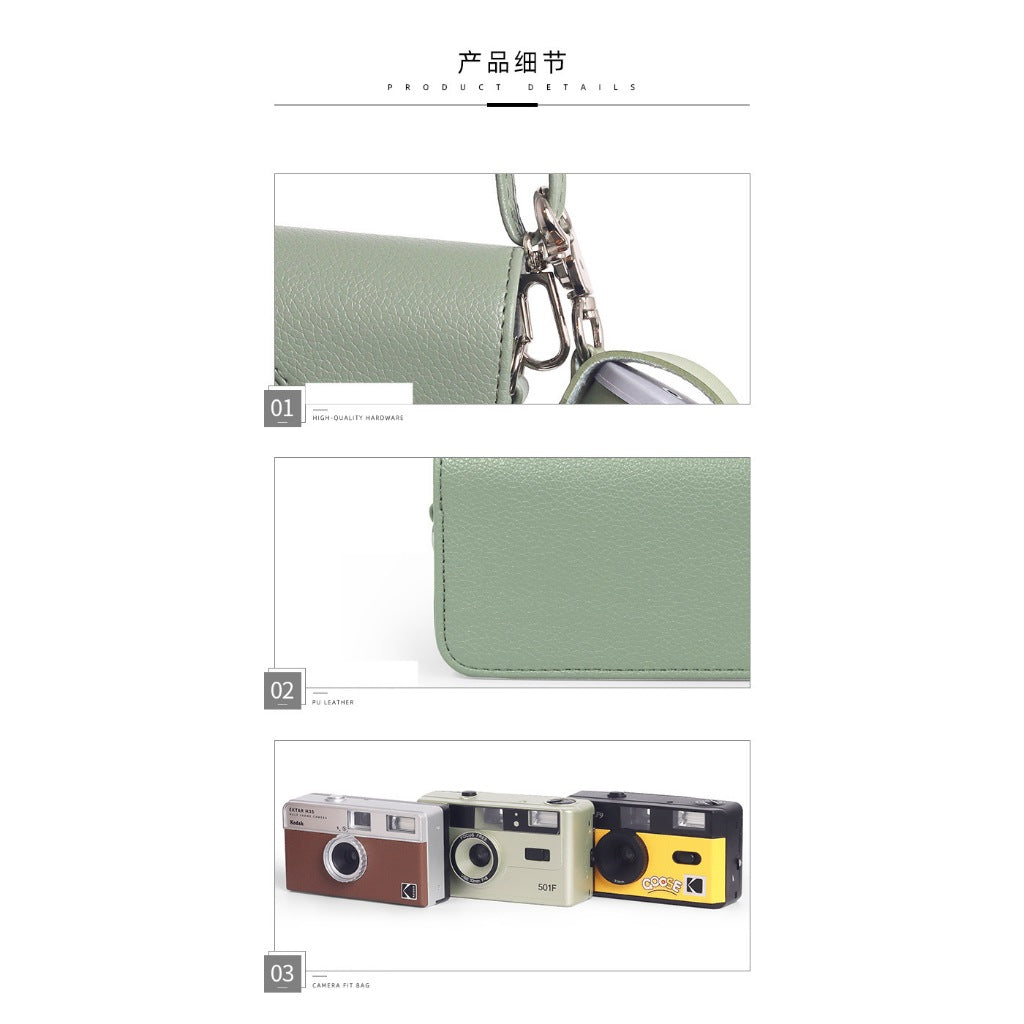 35mm Film Camera PU Leather Case Protector Camera Bag with Shoulder Strap for EKTAR H35 F9 Vibe