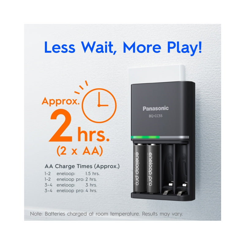 PANASONIC ENELOOP Pro BQ-CC55 2hrs Smart and Quick Charger + 4 AA Pro Eneloop
