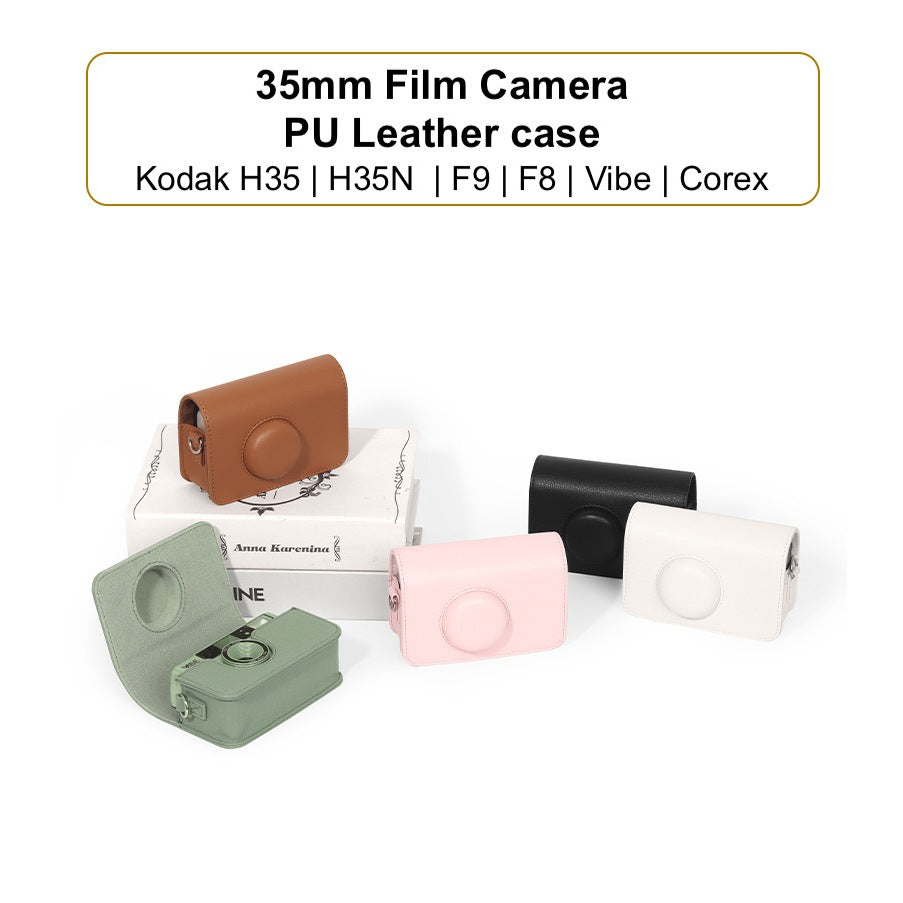 35mm Film Camera PU Leather Case Protector Camera Bag with Shoulder Strap for EKTAR H35 F9 Vibe
