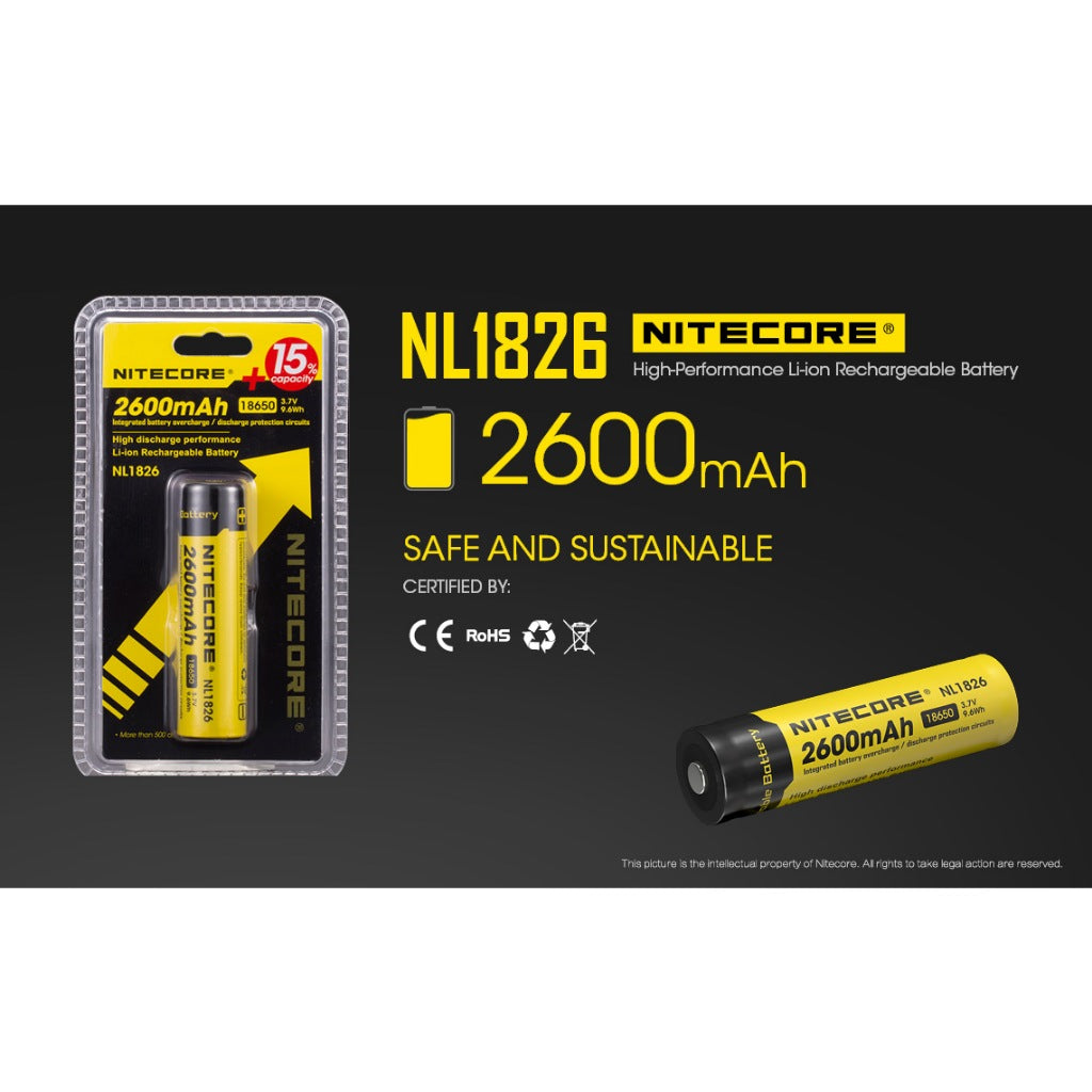 Nitecore NL1826 18650 Li-ion battery 2600mAh